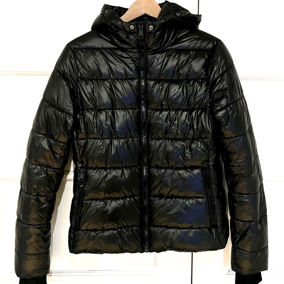 ZARA shiny black puffer jacket - Picture 1 of 7